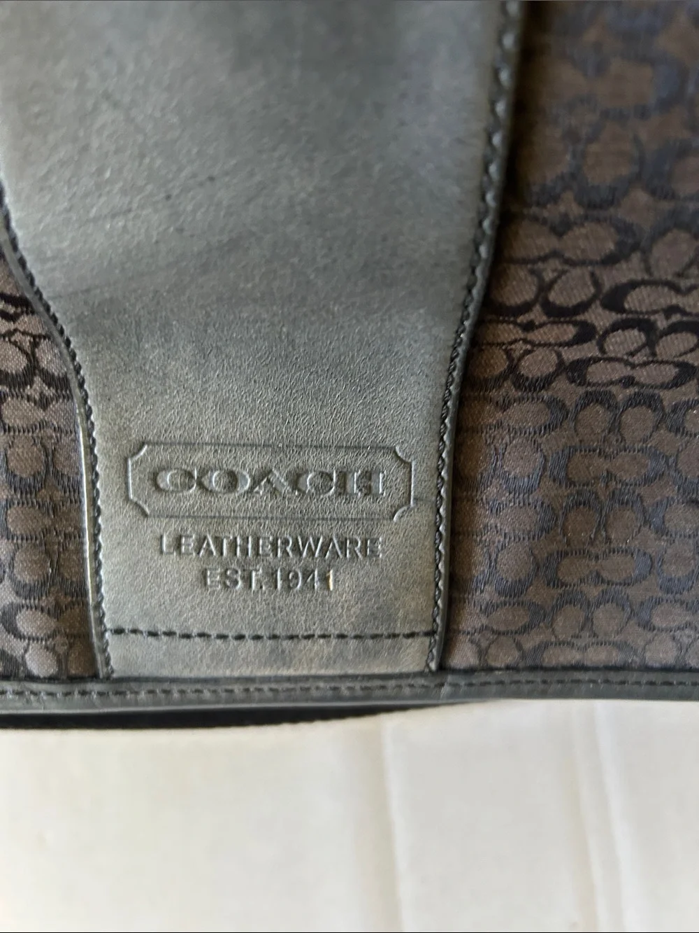 COACH BLACK SIGNATURE HUDSON COMMUTER LAPTOP MESSENGER BAG